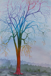 Watercolor painting Surreal Tree No.3