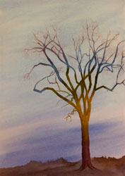 Watercolor painting Surreal Tree No.1