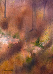 Watercolor painting Forest Floor
