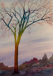Watercolor painting Surreal Tree No.2