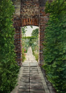 Watercolour painting of Sissinghurst Castle Gardens, England