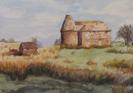 Watercolour Oast House, Kent, England